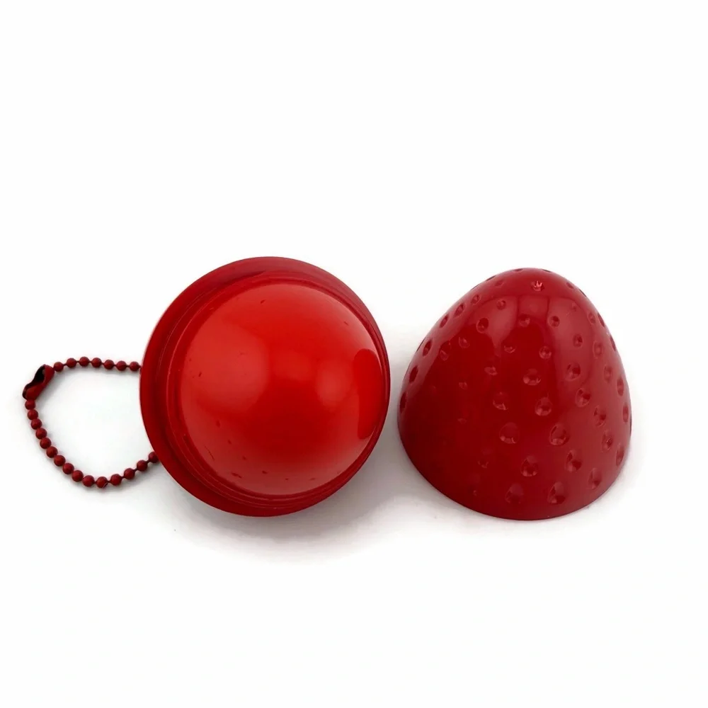 Red Strawberry Shaped Lip Balm Keychain